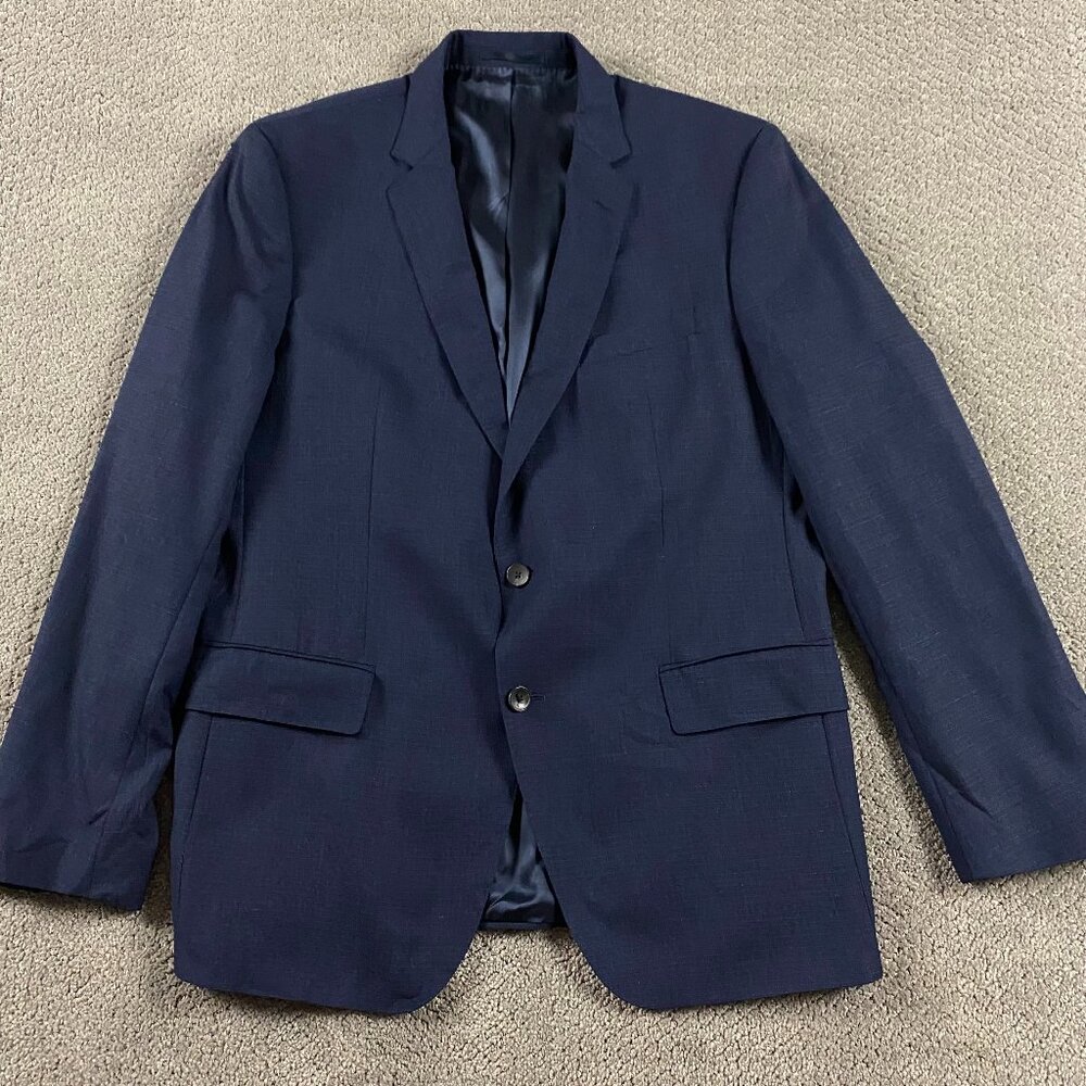 Hugo Boss Huge6/Genius5 Slim Fit Sport Coat Blazer Men's 46R Blue Super 140 Wool